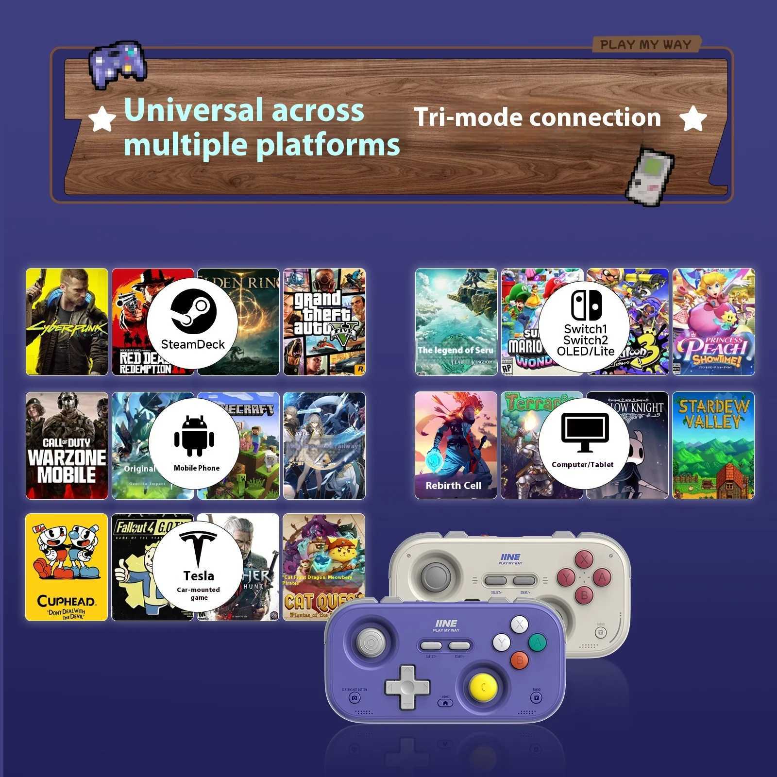 IINE Game Controller Retro Pocket Gamepad With 1000Hz Hall Joystick Portable Mini Streaming Simulator For Switch2SwitchLite J251120