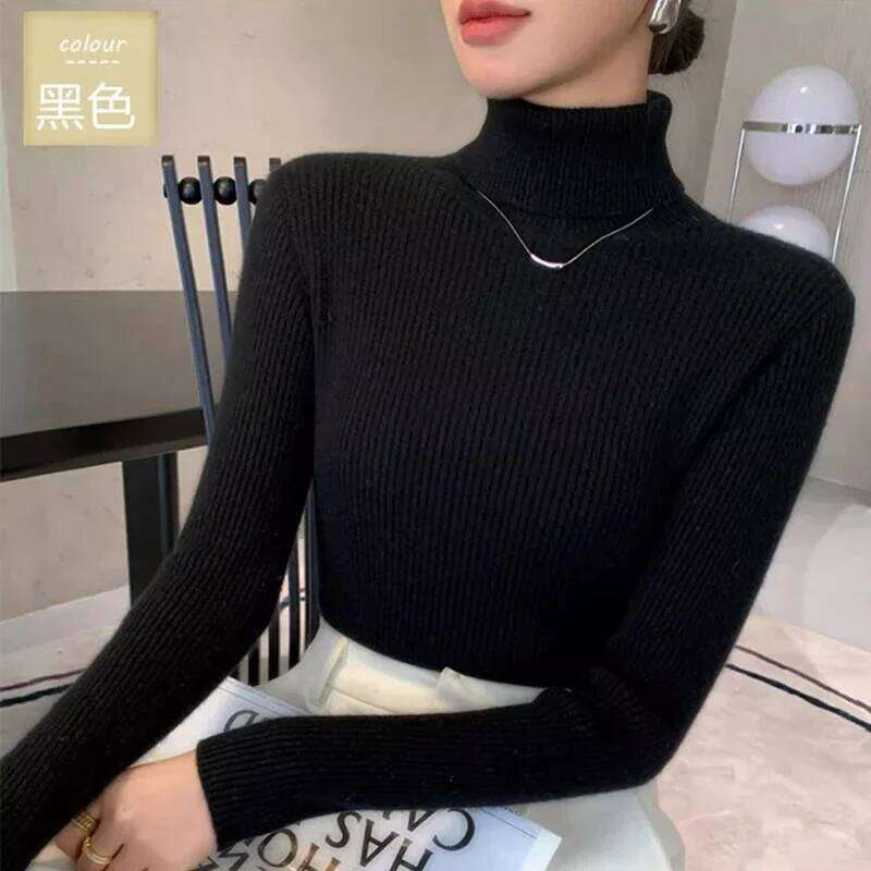 Women's Turtle Neck Slim Sweater Cashmere Coat Warm Autumn Winter Bottoming Shirt Top 251020 251020