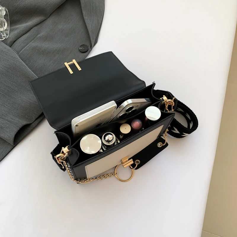 2024 spring new color contrast fashion PU shoulder bag suitable for business commute shopping party friendsT251020