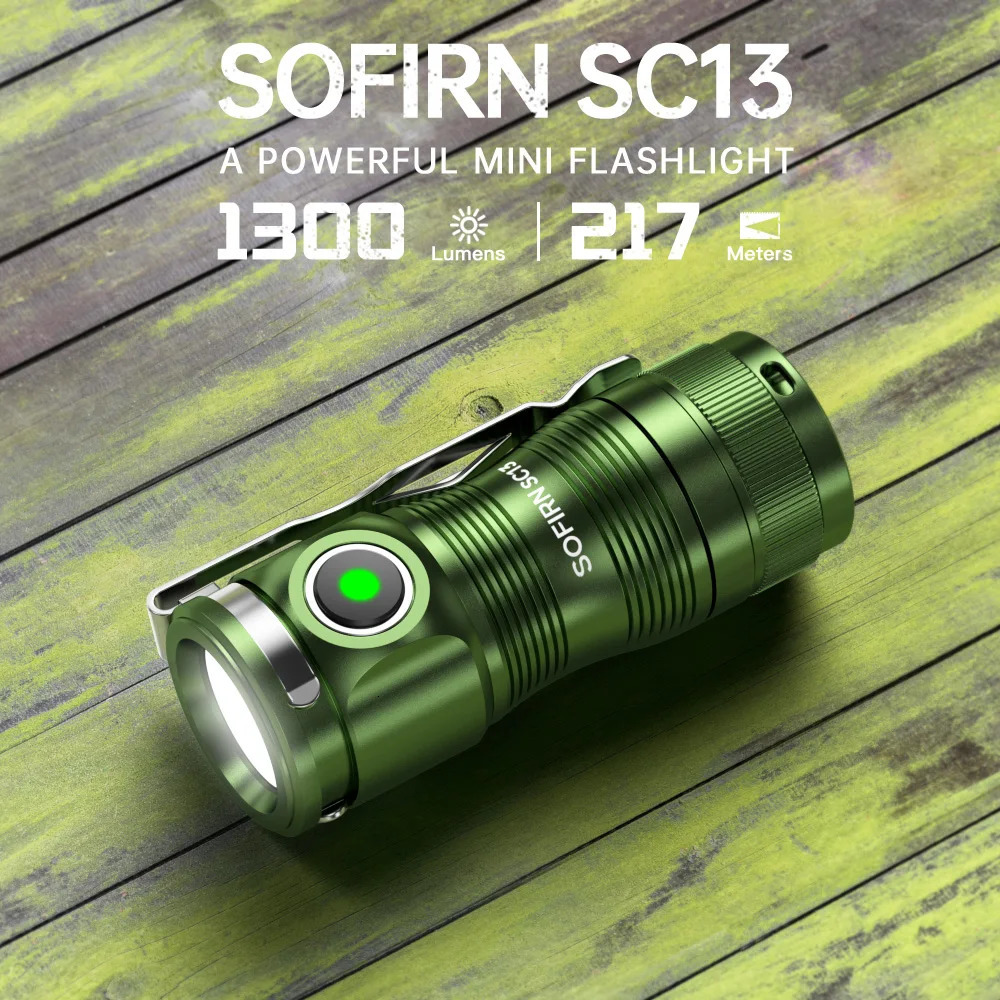 Sofirn SC13 Black Green SST40 LED 1300lm Mini Tactical 18350 Flashlight 6000K Keychain Emergency Torch 251020
