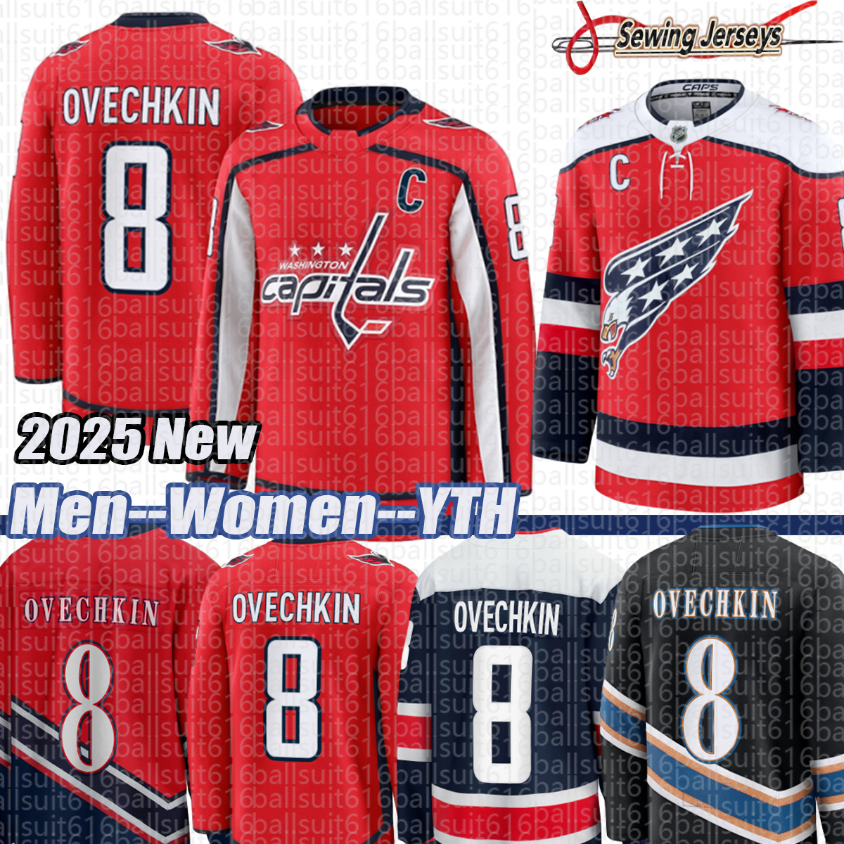 Capitals Jersey Alex Ovechkin Jersey Strome T.J. Oshie Tom Wilson Nicklas Backstrom Charlie Lindgren Logan Thompson Jaromir Jagr Washiington Hockey Jerseys 2025