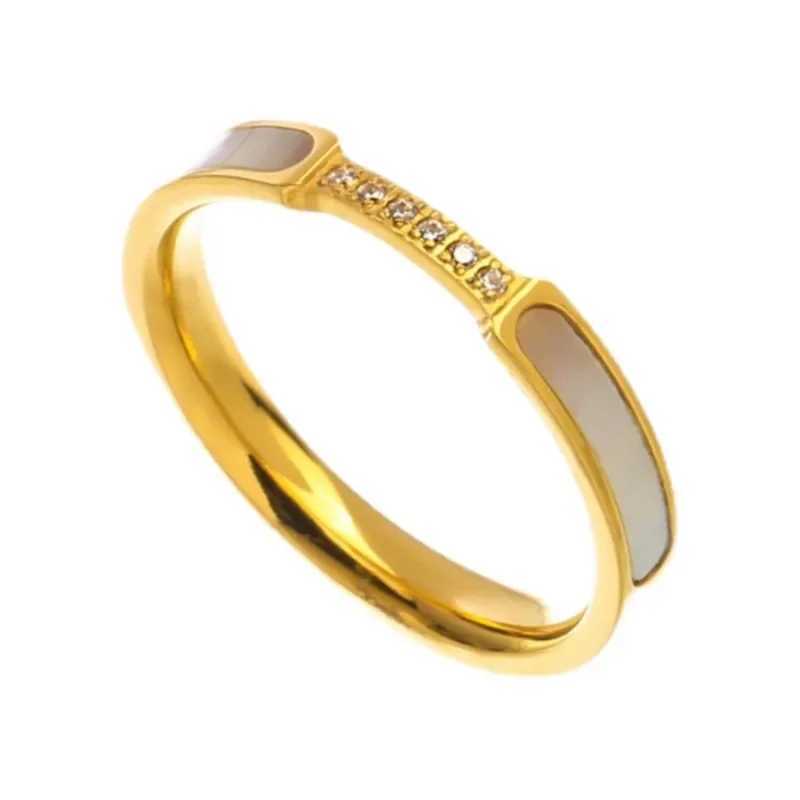 Stainless Steel Zircon Shell Ring for Women Simple Index Finger Gold Color Ring Anillos Party Wedding Jewelry Gift J251020