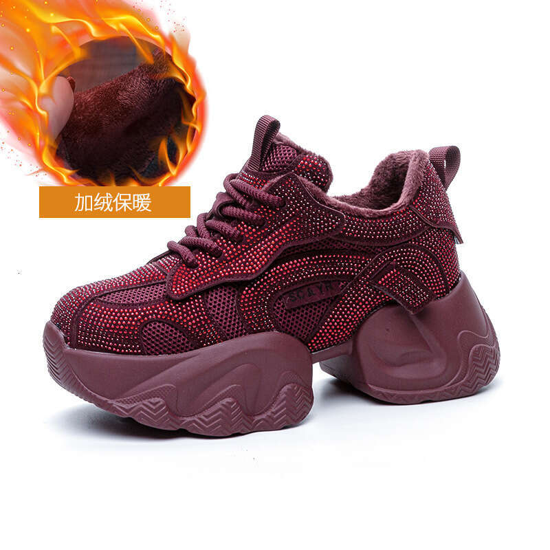 2025 New Designer Shoe Women's Gypsophila Rhinestone Shoes with Thick Sole Hidden Heel & Sparkling Detail Casual Fashion Versatile Elegant Style