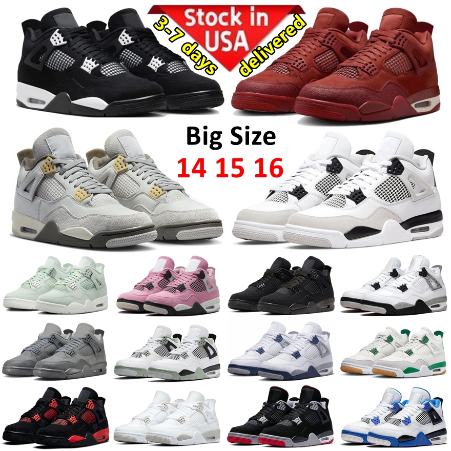 Designer Black Cat 4s Mens Basketball Shoes Midnight Navy 4 Bred White Cement Oreo Red Thunder University Blue Sneakers Women Sports Trainers Big Size 14 15 16