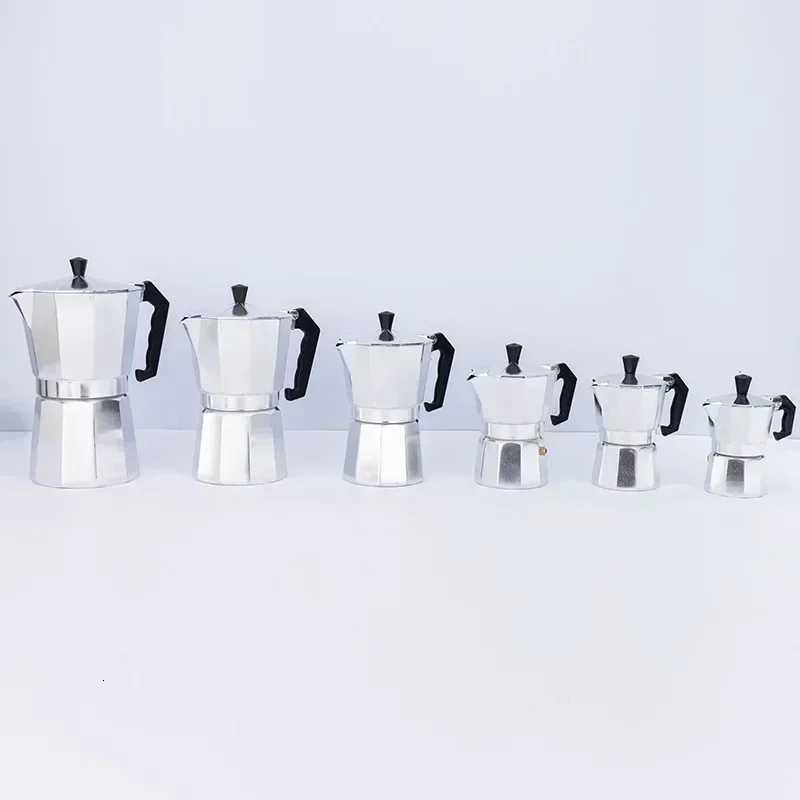 50100150300ml Coffee Pot Italian Aluminum Moka Pot Octagonal resso Moka Coffee Pot Kitchen Barista Accessories Y251020