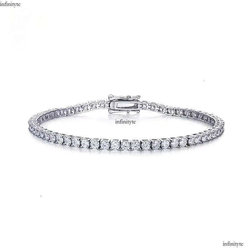 Sier Hip Hop Fine Jewelry Round Brilliant Cut Moissanite Dia 3mm-5mm Tennis Chain Bracelet/necklace for Men and Women