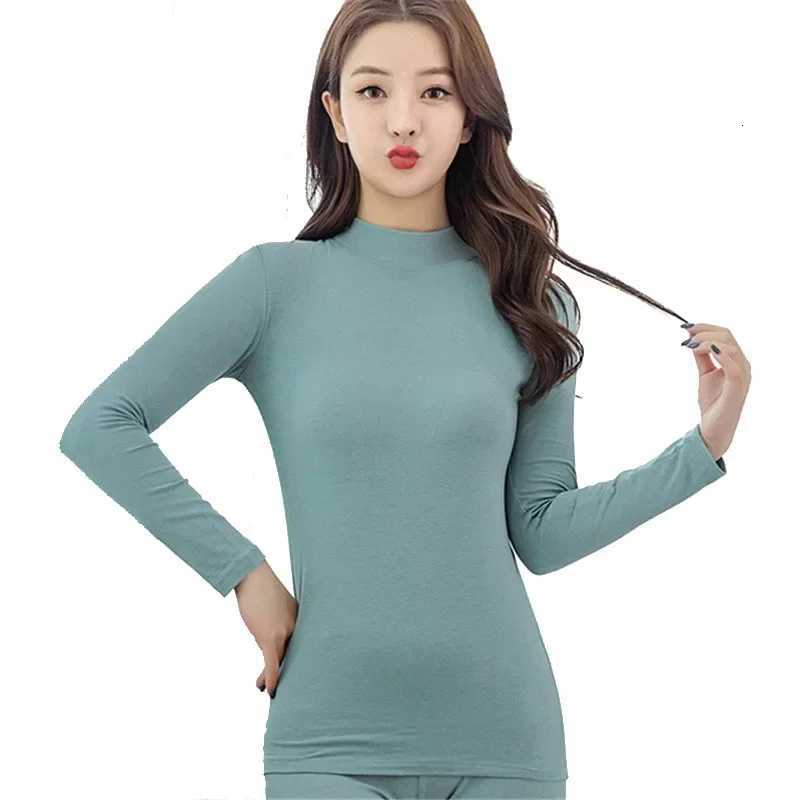 95Cotton Womens Thermal Underwear Solid Turtleneck Long Johns Suit Winter Thermo Clothes Pajamas Female Second Skin Inner WearT251020