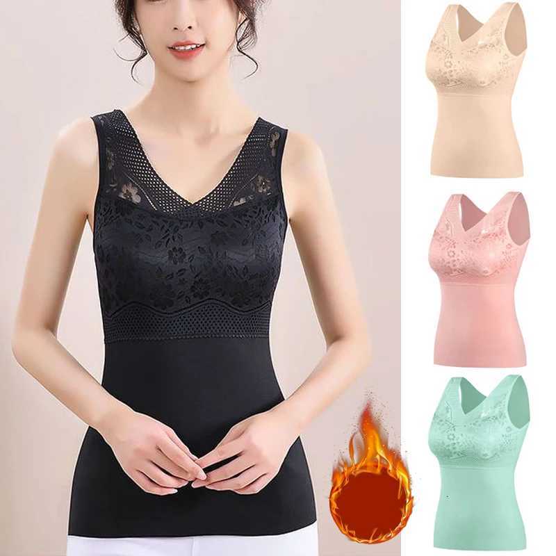 Womens Thermal Underwear Warm Vest Stretch Singlet Inner Wear With Bra Padded Lace Undershirt Warmer Tops Thermo Lingerie WomenT251020