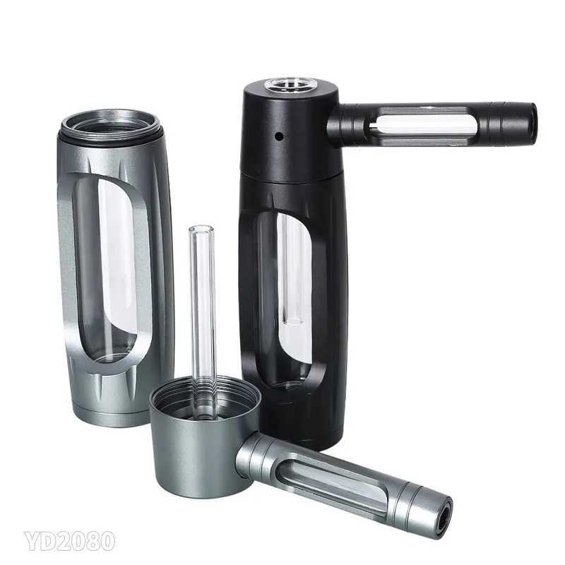 NEW Evil 155mm Dry Burning Grass Smoking Pipe Portable Aluminum AlloyGlass Tobacco Pipes Hookah Shisha Pipa Smoking Accessories Y251020