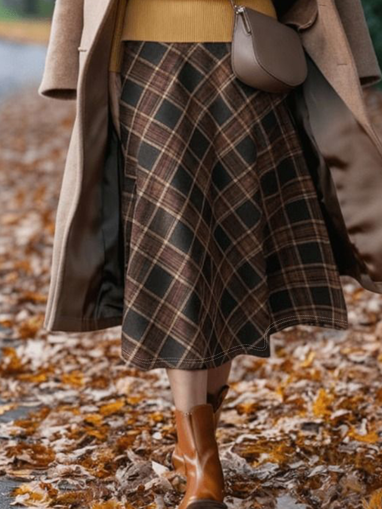 Women's Summer New Elegant Plaid Printed Midi Skirt, Versatile Milk Silk Casual Skirt (S-XXL, Mixed Color)-CF43615