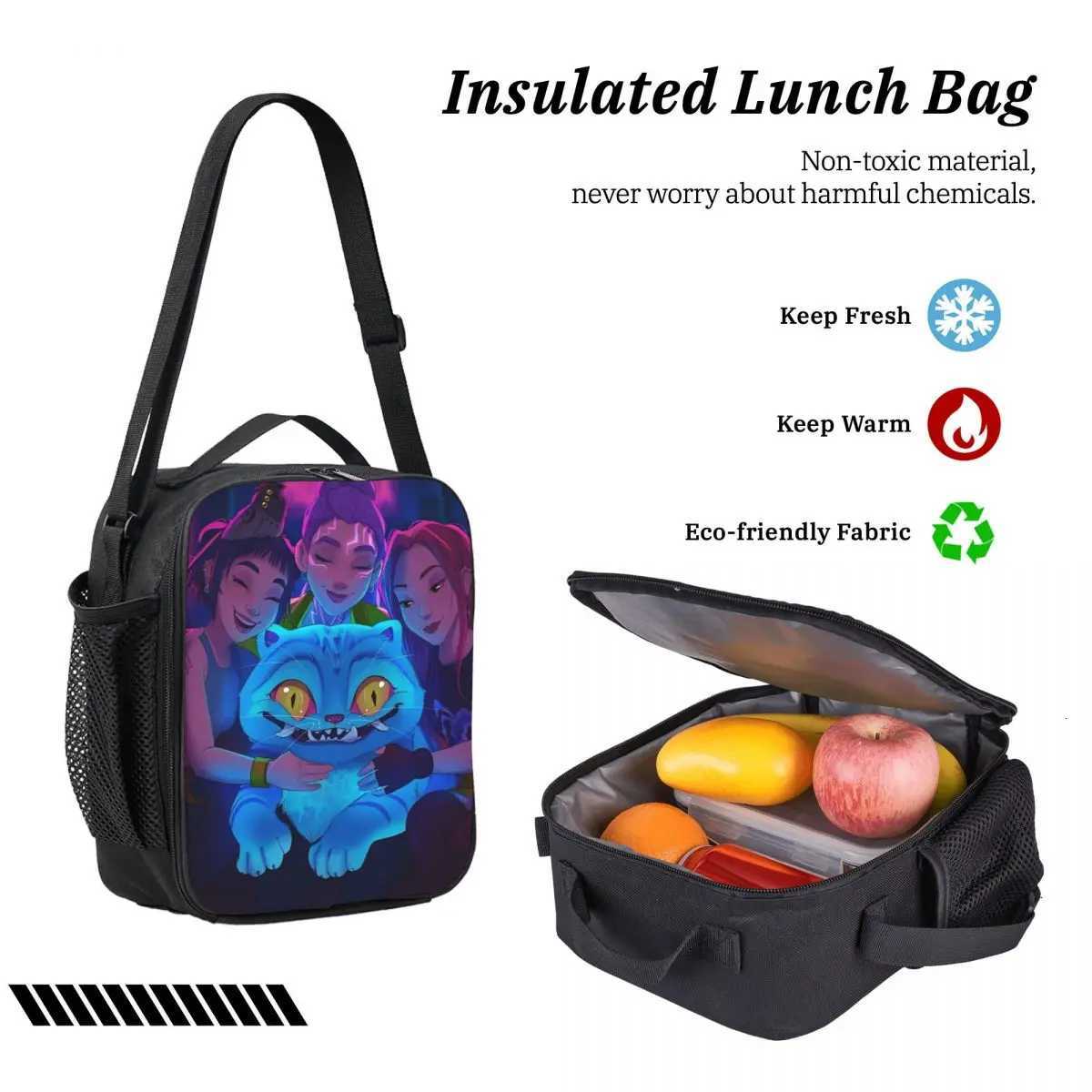 3Pcs Kpop Demon Hunters Huntrix Backpack Set for Kids Pencil Boxes Bookbag Sets with Lunch Box For School Students KnapsackW251020