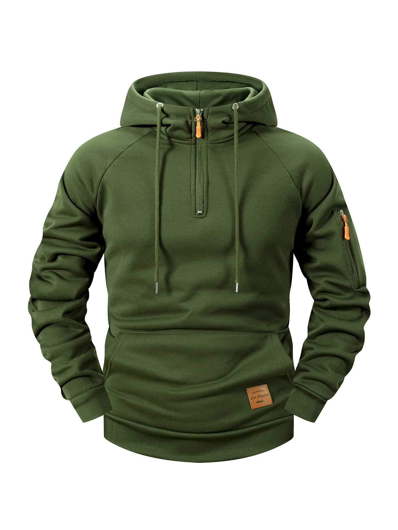2025 AutumnWinter Mens Hoodie Fashion Casual Sports Hoodie Retro Harajuku Long Sleeve Zipper Multi Pocket Loose Street Wear W251020