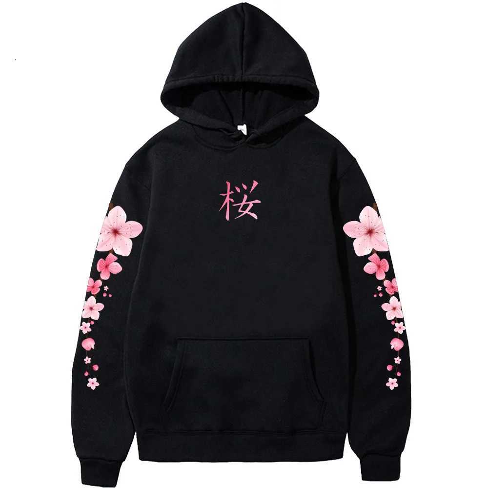 Japanese Blossom Sakura Graphic Hoodies Long Sleeve Winter Hooded Sweatshirts Casual WomenMen Comfortable Pullovers with Pocket W251020