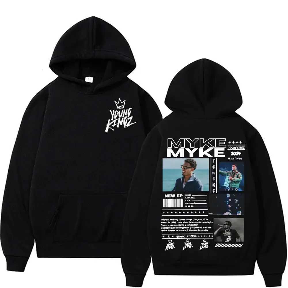 Rapper Myke Towers Men Plus Size Hoodie Hip Hop Rock Street Outdoor Casual Pop Long Sleeve Y2K Warm Fall Sweatshirt Clothing W251020