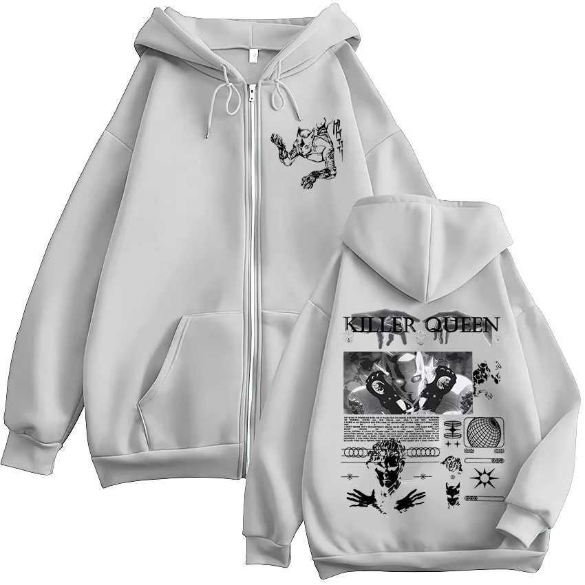 Anime Jojo Bizarre Adventure Killer Queen Zipper Hoodies Mens Women Clothing Fashion Hip Hop Zip Up Long Sleeves Pullovers Coat W251020