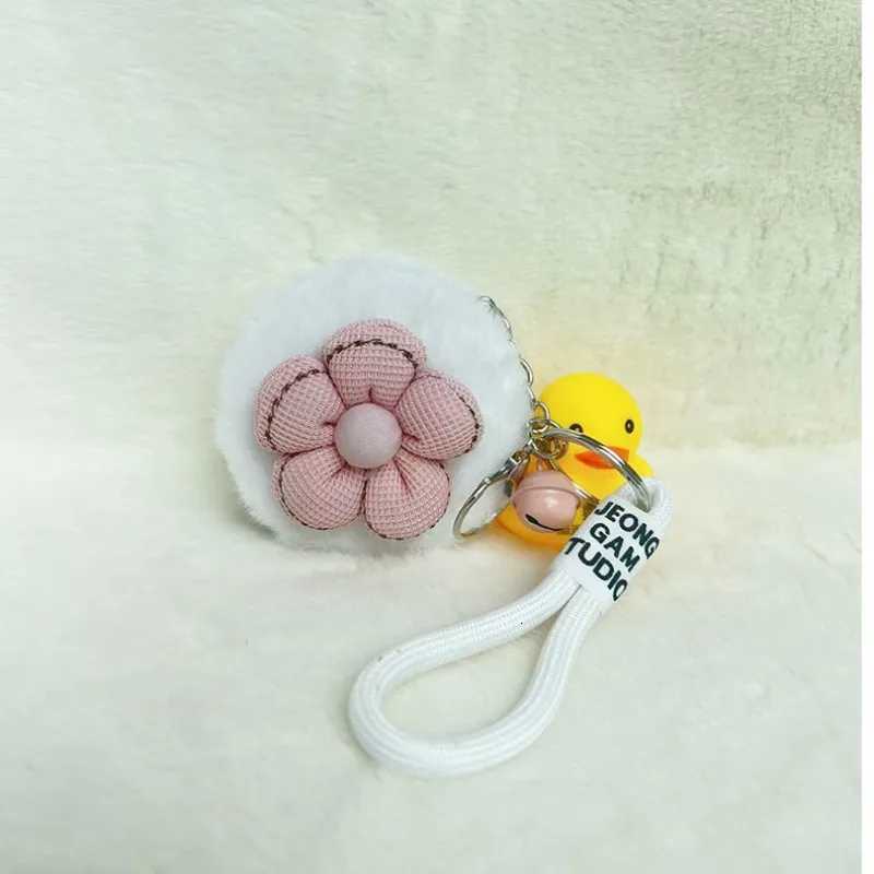 Plush flower small mirror portable mini makeup mirror cute folding mirror bag pendant C2510204