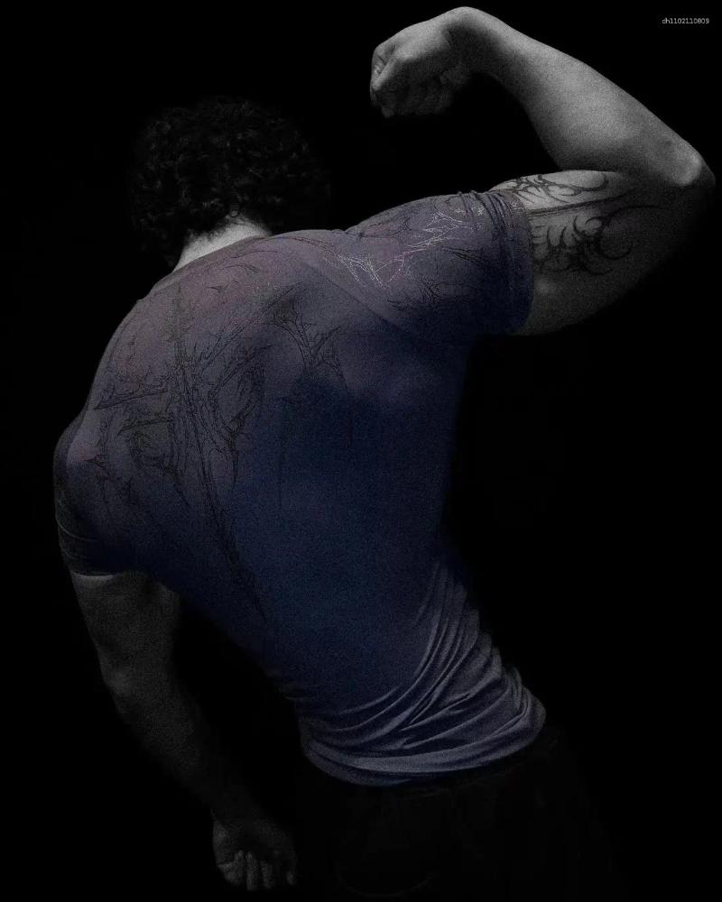 Men's T Shirts Workout Compression Shirt Quick Dry Muscle Cooling Top For Gym Training Fitness Breathable Athletic Summer Exercise