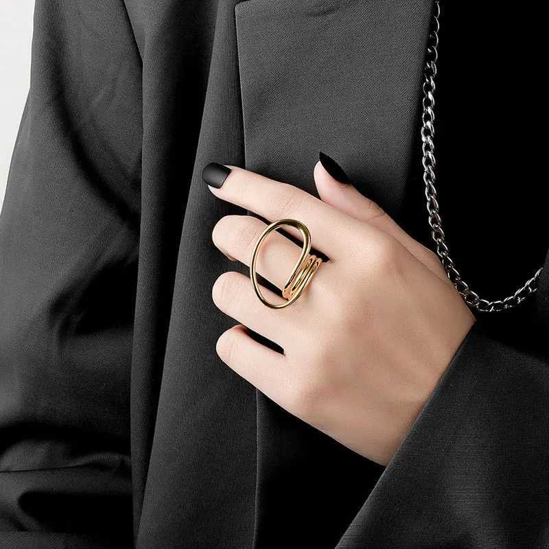 LIVVY Silver Color Geometric Multilayer Zircon Open Ring Female Fashion Retro Unique Design High Quality Jewelry Gift J251020