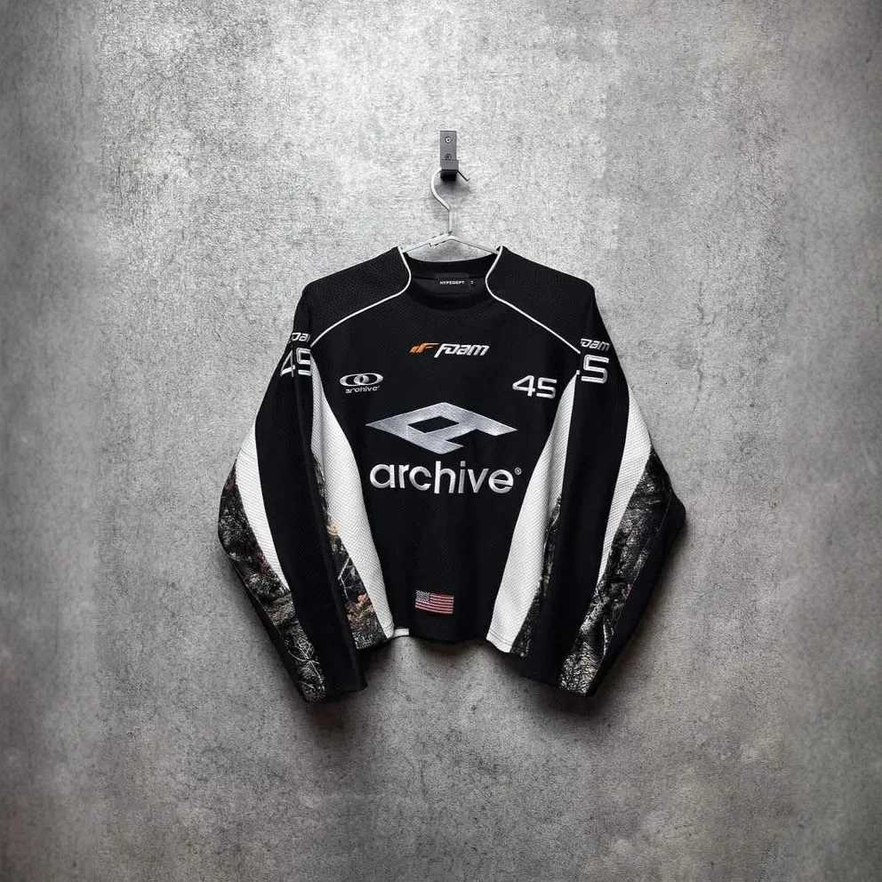 American Retro Functional Style Street Racing Suit Hip Hop for Men and Woman Sweatshirt Casual Loose High Street Motorcycle Top W251020