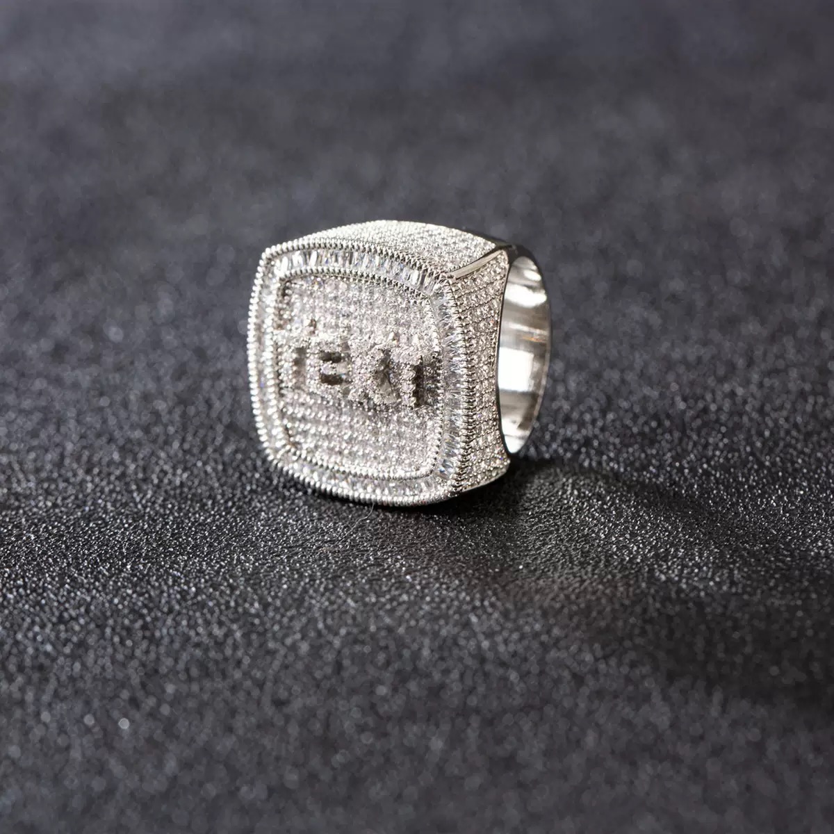 Hip-hop Micro-inlaid Zircon DIY English Name Ring a Unique and Creative Custom-made Jewelry for Men and Women