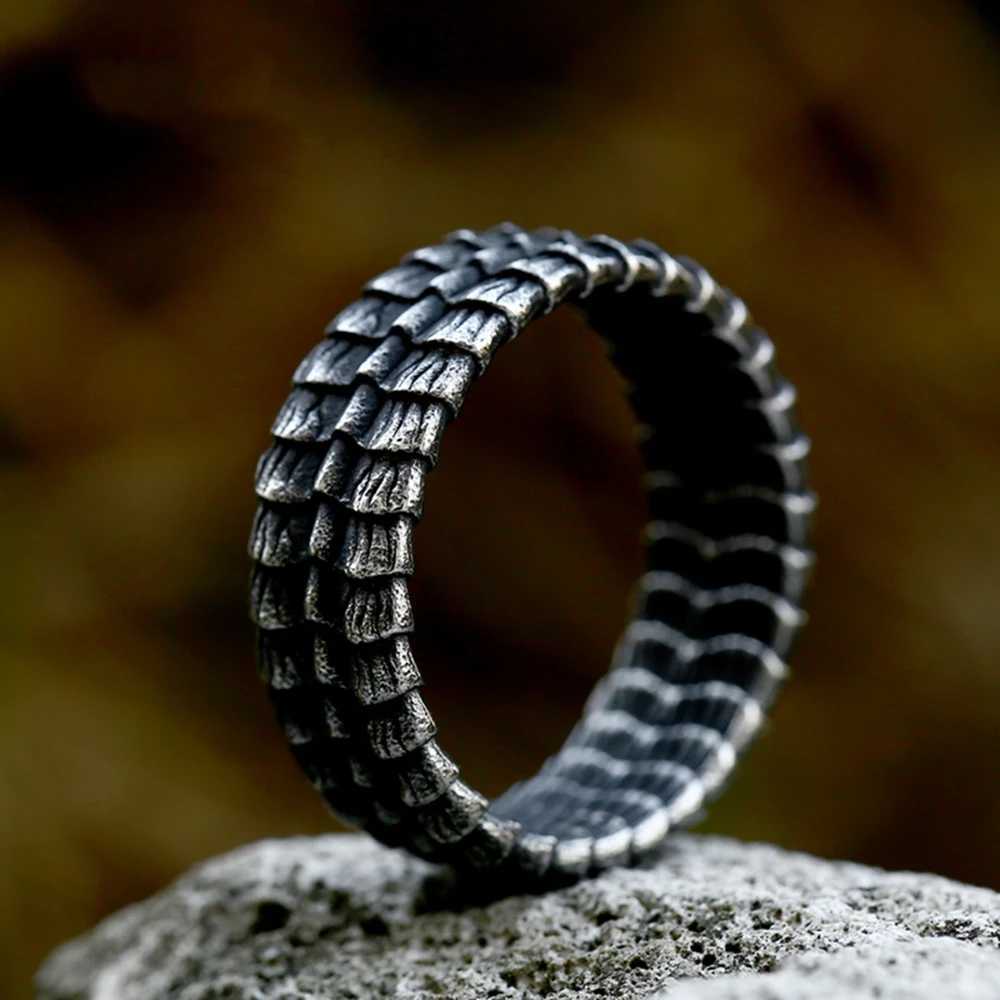 Norse Mythology Ouroboros Finger Ring Mens Antique Stainless Steel Vikings Midgard Serpent Jormungand Male Scandinavian Jewelry J251020