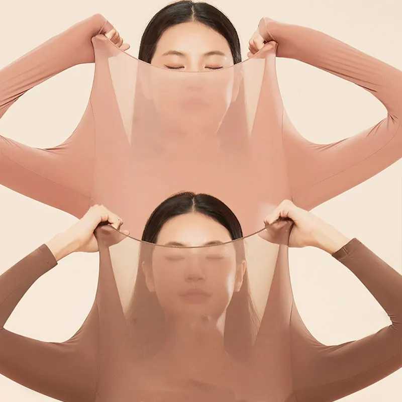 Set Autumn Winter Warm Thermal Women Seamless High Elastic Thermal Underwear Pajamas Set Long Sleeve Bottoming Top Long JohnsT251020