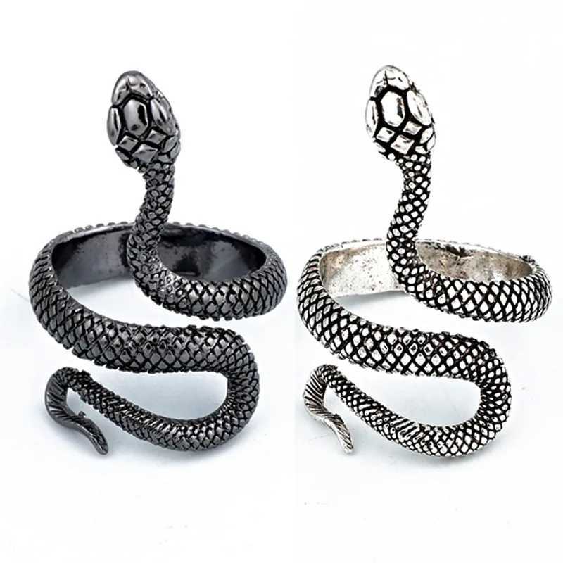 Retro Snake Python Ring For Men Women Silver Color Punk Gothic Alloy Open Ring Handmade Designer Jewelry Unisex Accessories Gift J251020