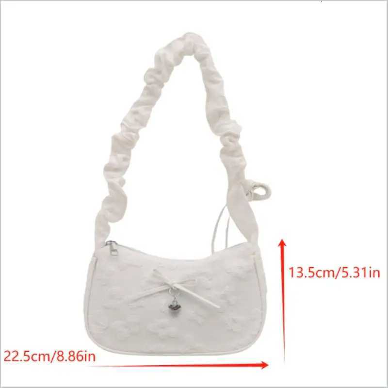 Bow Floral Pleated Crescent Bag Fashion Forward Womens Crossbody Bag Sweet Girls Shoulder Bag Highend Commuter PurseT251020
