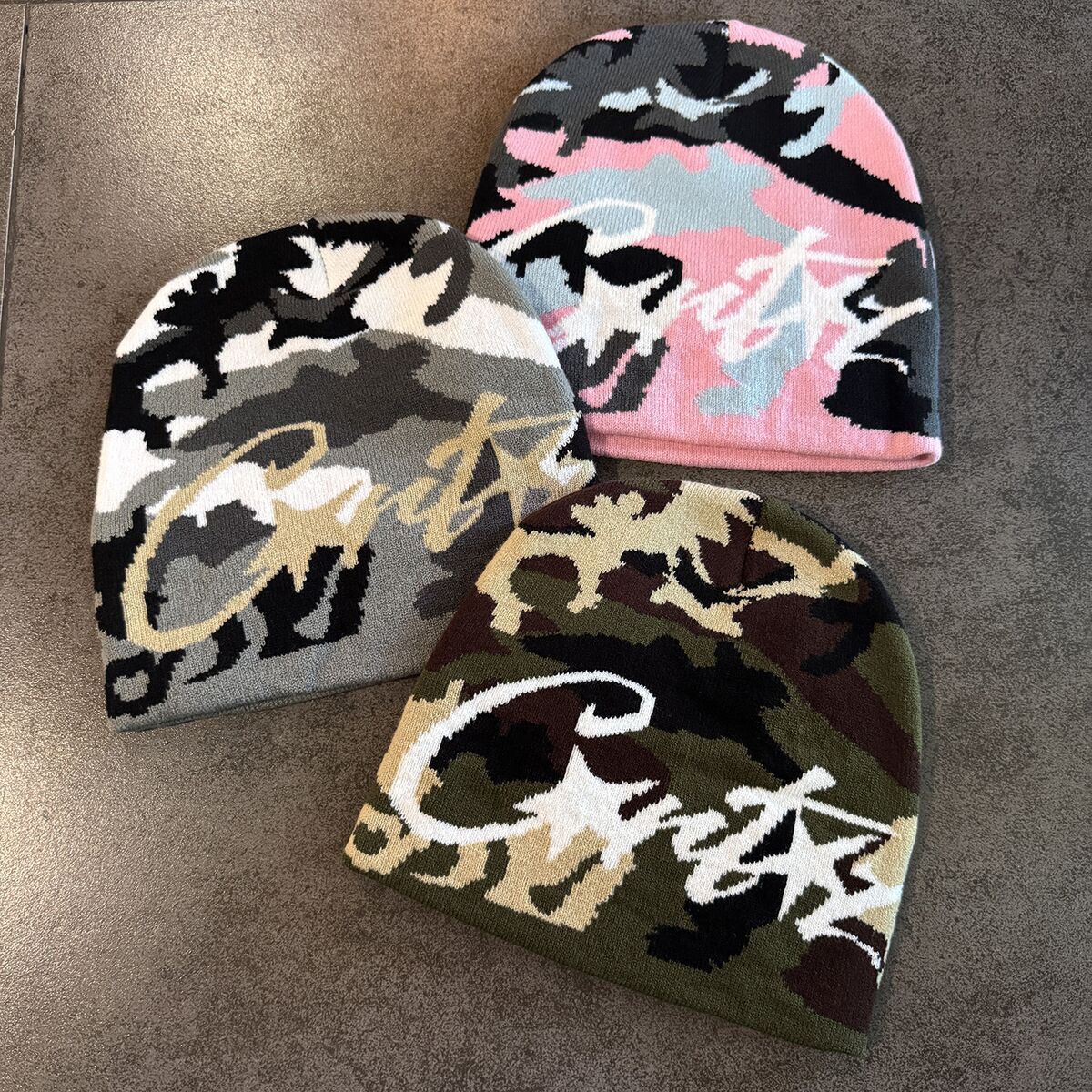 American retro letter camouflage knitted woolen hat for autumn and winter couples, street warm men and women, yuppie pullover cold hat