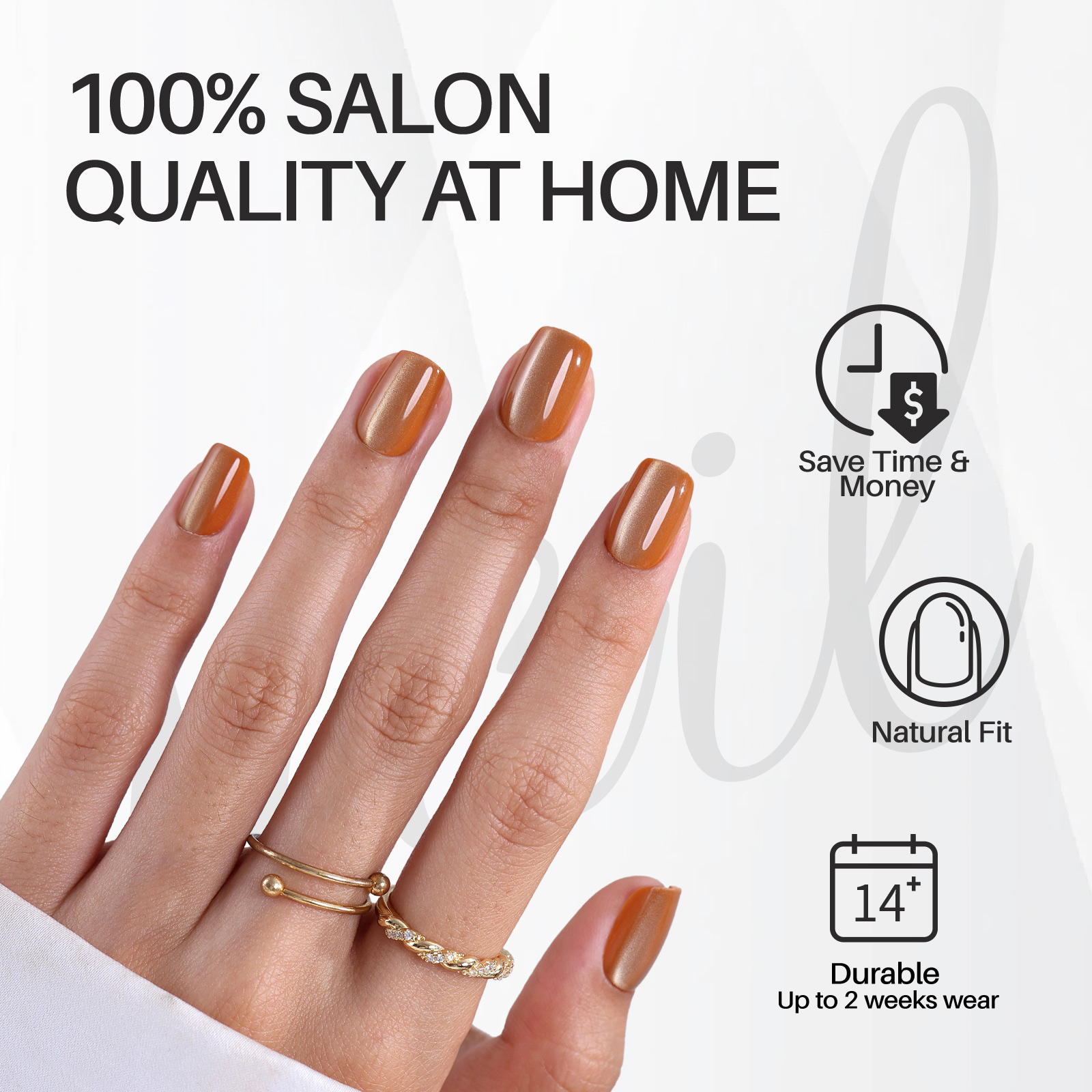 the pressfitting artificial nails showcase a charming brown cats eye effect it features a short square design and is an ideal gift for women in 16 siz
