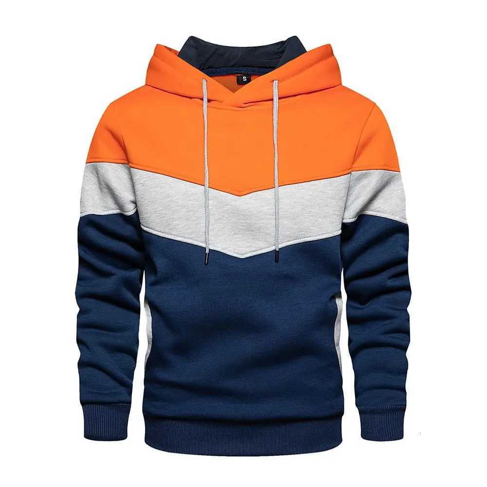 Mens Patchwork Hooded Sweatshirt Hoodies Clothing Casual Loose Fleece Warm Streetwear Male Fashion Autumn Winter Sports Outwear W251020