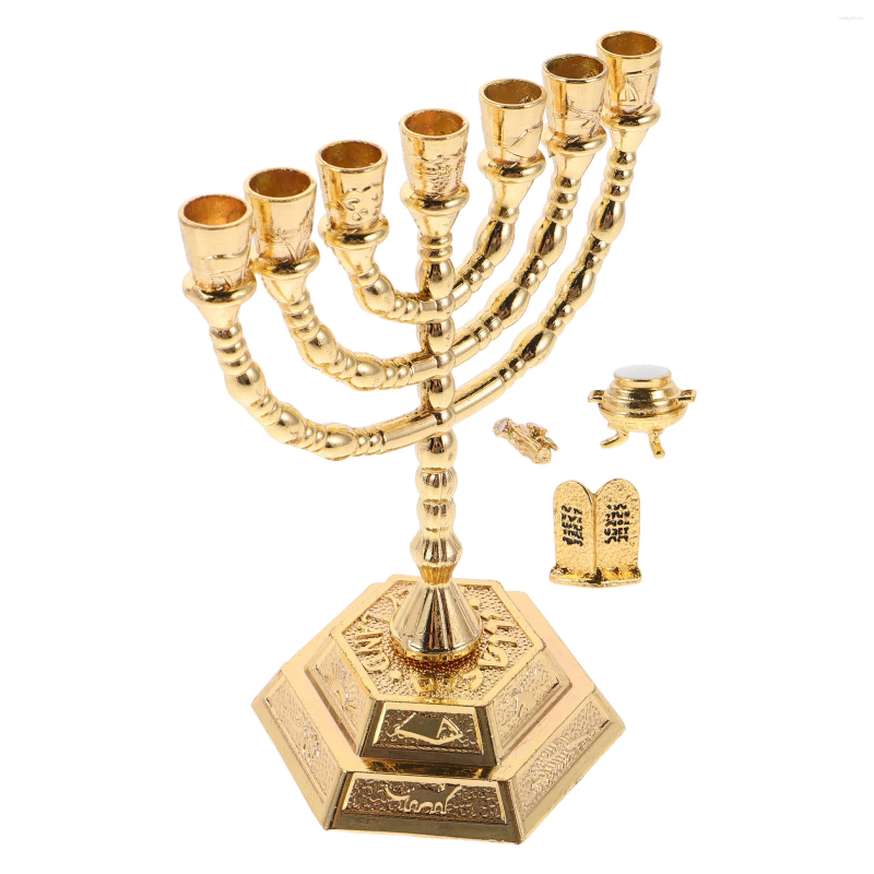 Candle Holders 1 Set 7 Branch Menorah Holder Golden Vintage Candelabrum For Hanukkah Shabbat Table Centerpiece Decorative Jewish H260310