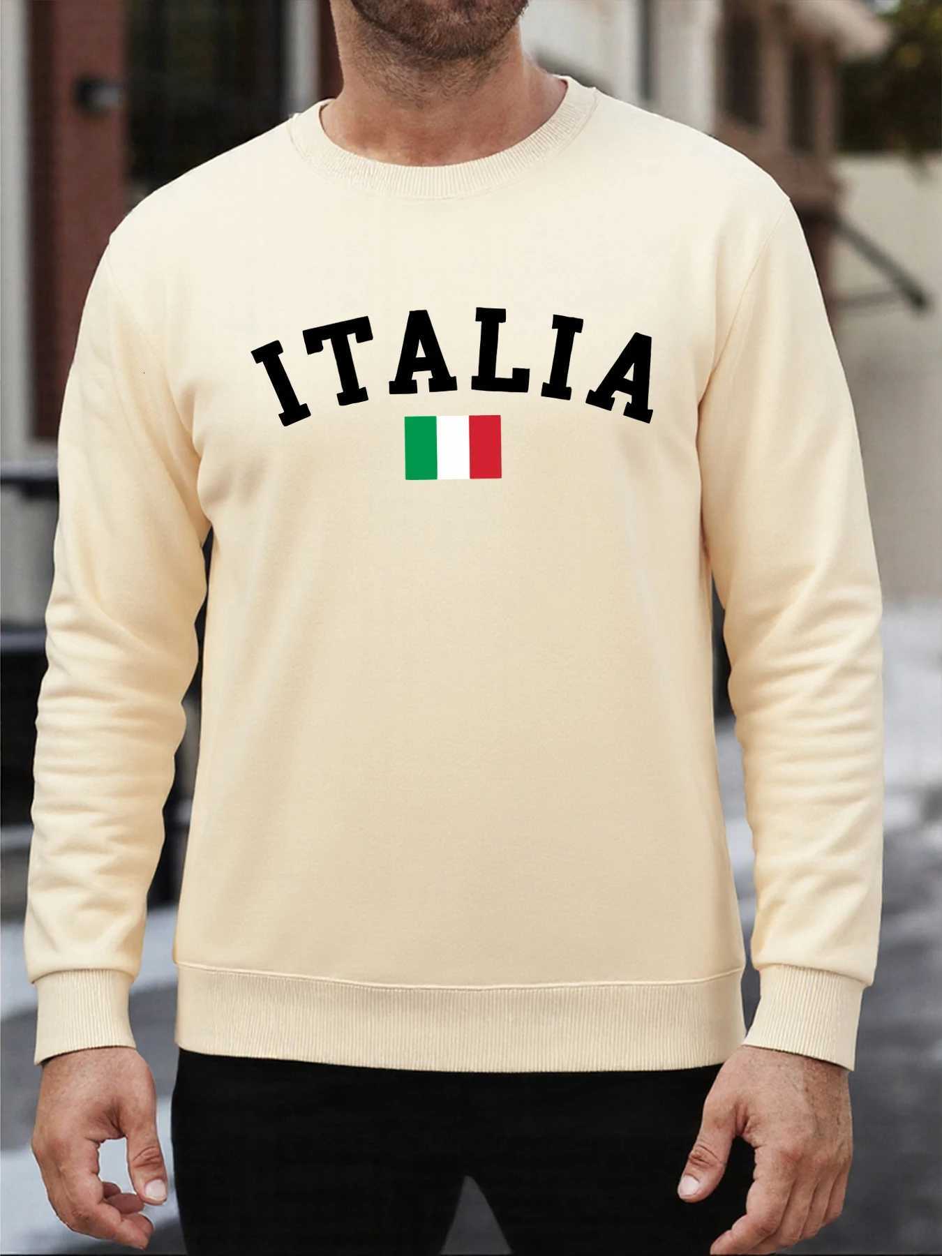 Italia Flag Country Design Men Sweatshirt Fleece Soft Clothes Trendy Loose AllMatch Streetwear Crewneck Fashions Pullover W251020