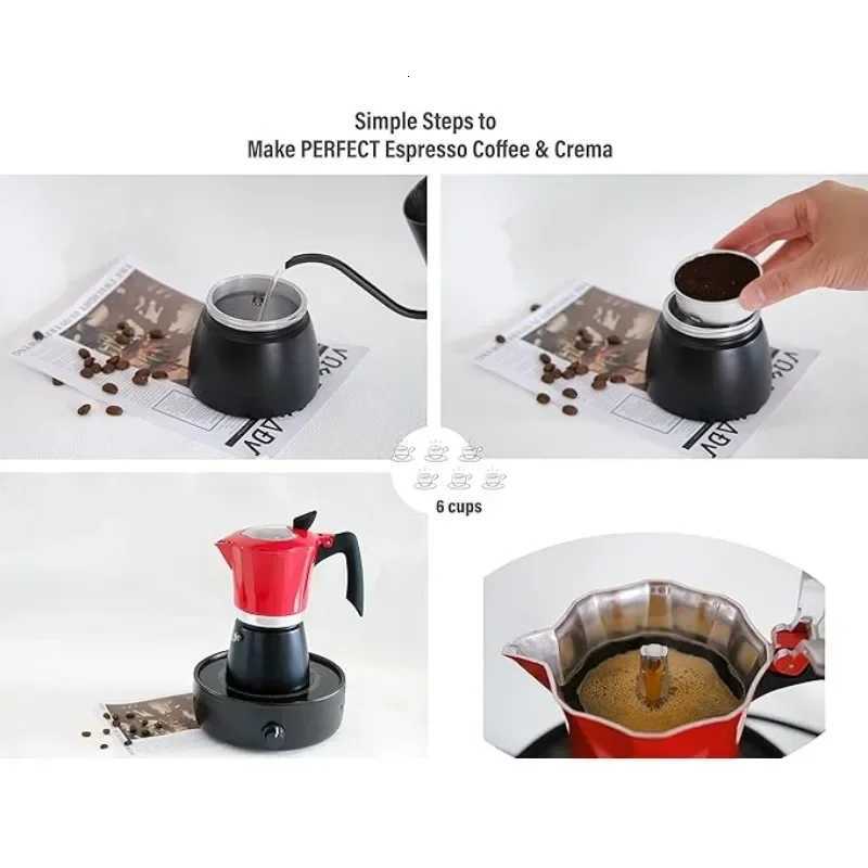 Red Premium Aluminum Stovetop resso Maker Italian Design Coffee Percolator Moka Pot Manual Cuban Camping Coffee Pot He Use Y251020