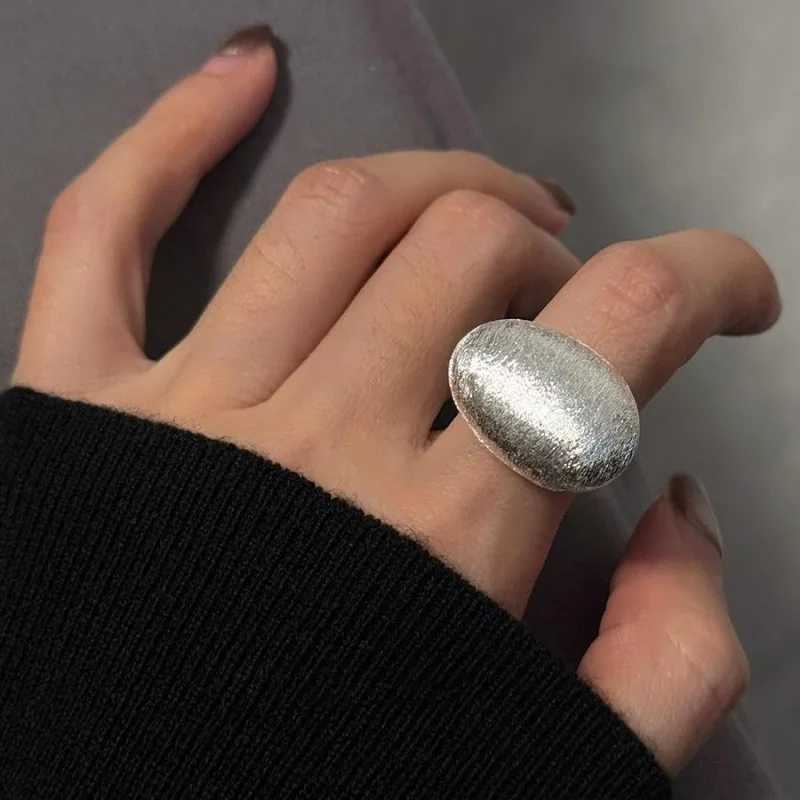 925 Sterling Silver Open Finger Ring Matte Oval Asymmetric Geometric Stackable Punk For Women Jewelry Gift Dropship J251020