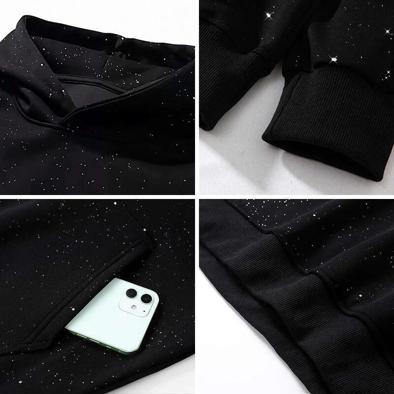 New Winter Glittering Star Print Hoodie Women Fashion Sparkly Fit Hooded Sweatshirt Female Party Streetwear Trendy Top