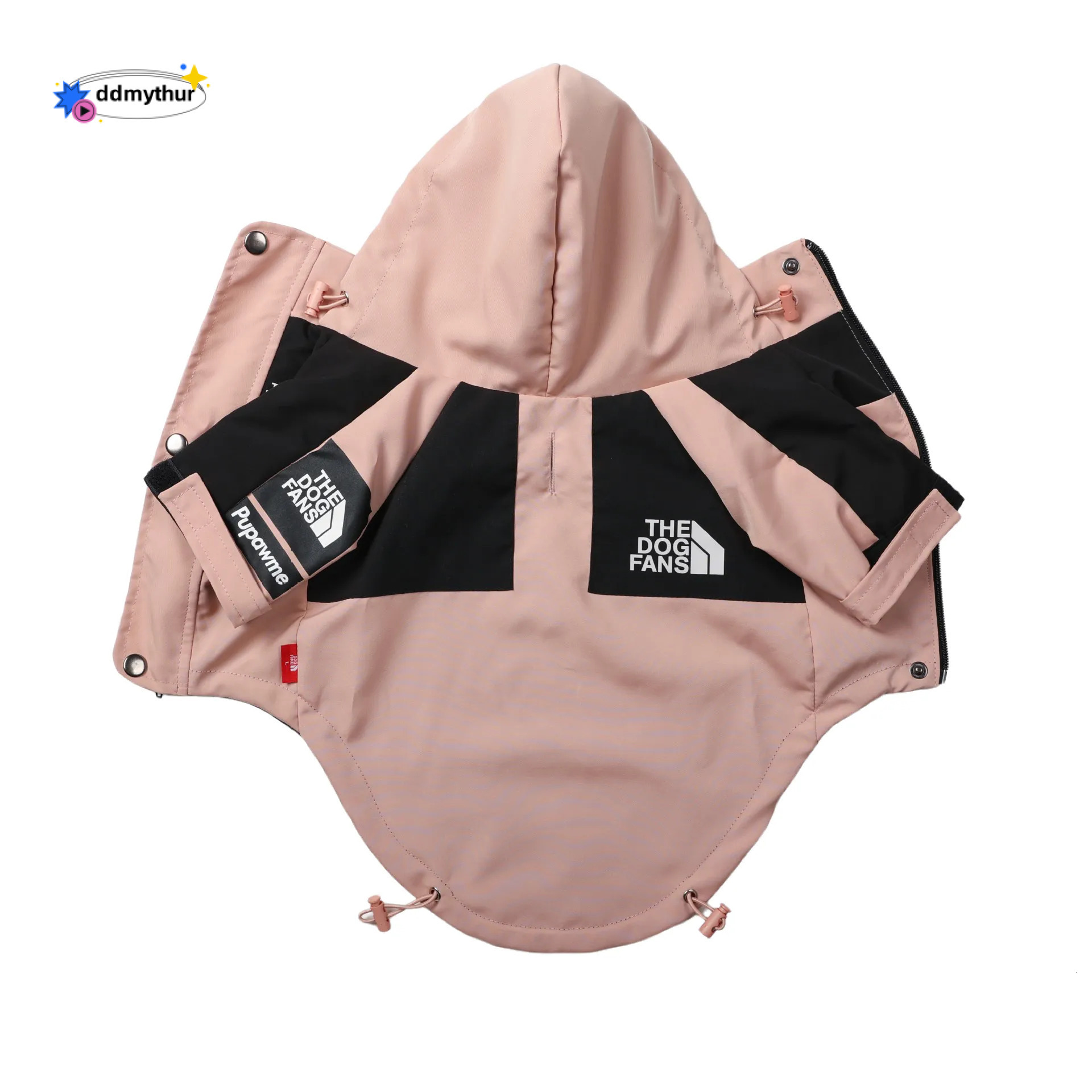 Outdoor Jacket, Warm Coat for Small to Large Dogs, Pink Black Color Dog hooded jacket with Leash Hole, Waterproof Windproof Pet Snow Jacket 5XL A304 d