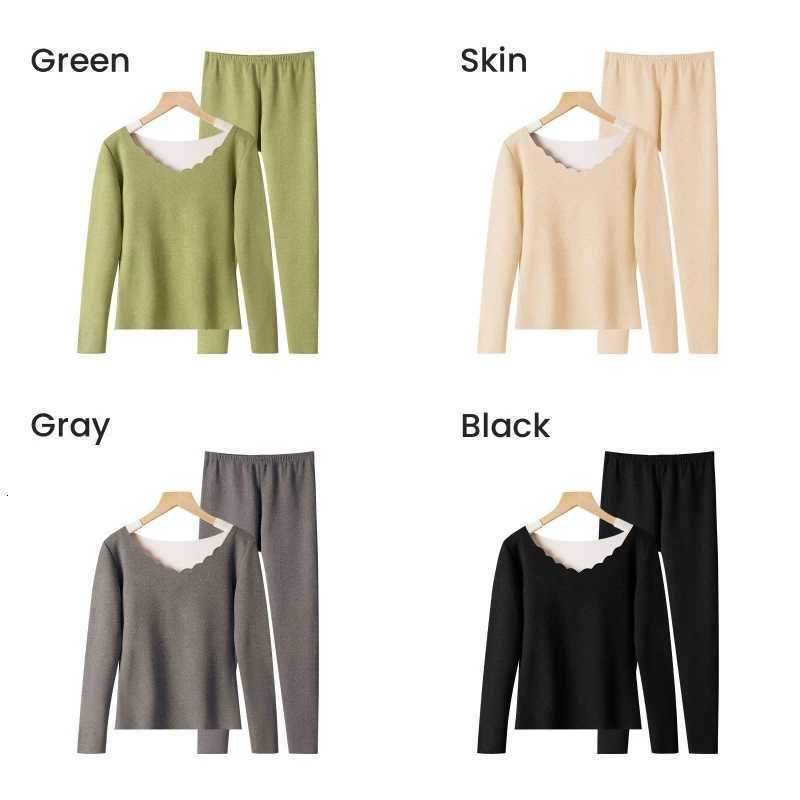 Womens Seamless Thermal Underwear Set Keep Warm in Winter Long Sleeve Top and Bottom SuitT251020