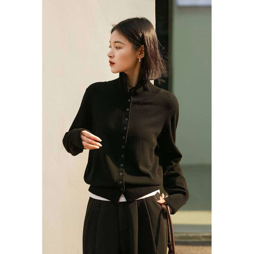 Free-Knit Wise And Relaxed, Italian Craft Wool Cashmere Stand-Up Sweater, New Girl 251020 251020