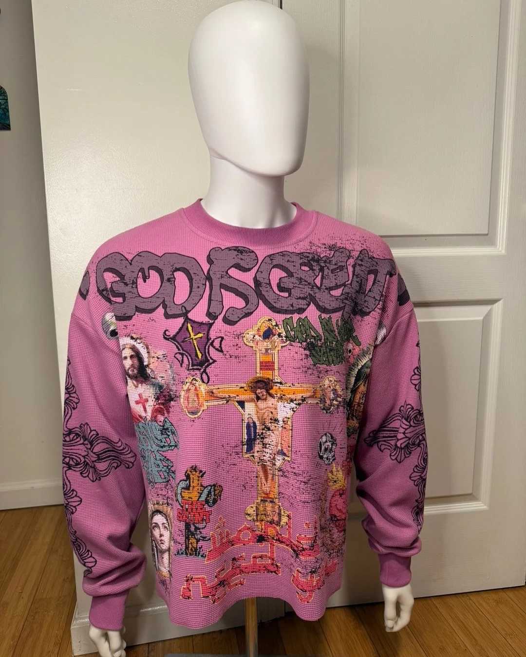 Autumn Winter Hip Hop Cartoon Graffiti Cross Pattern Pullover Knitted Sweater Casual Round Neck Top Harajuku Men Women Pullover W251020