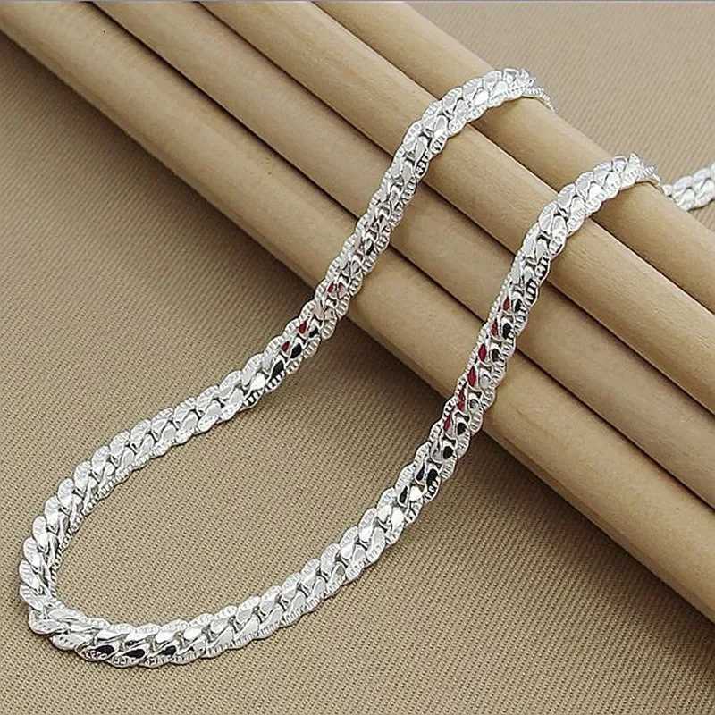 925 Sterling Silver Full Sideways Chain Necklace for Women Men Fashion Inch Sets Wedding Jewelry Gift carefully crafted to suit a variety of scenes