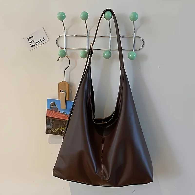 Trendy Casual Soft PU Womens Handbags Solid Color Large Capacity Female Shoulder Bag Retro Tote Bag For Commute ShoppingT251020