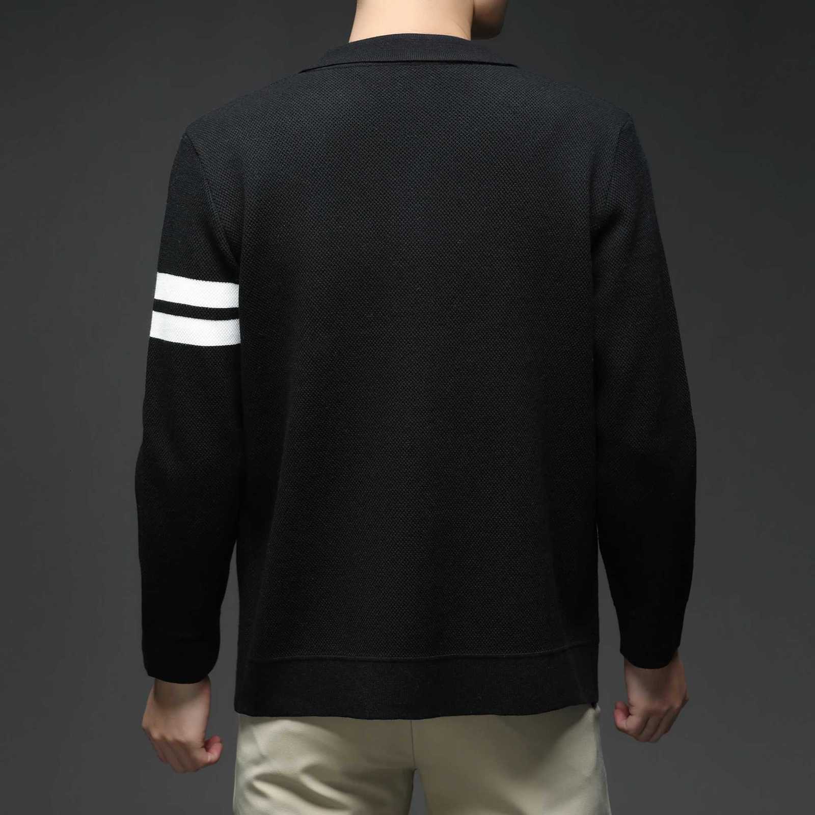 Mens knitted cardigan collar autumn and winter mens sweater fashion versatile leading sweater jacketT251103