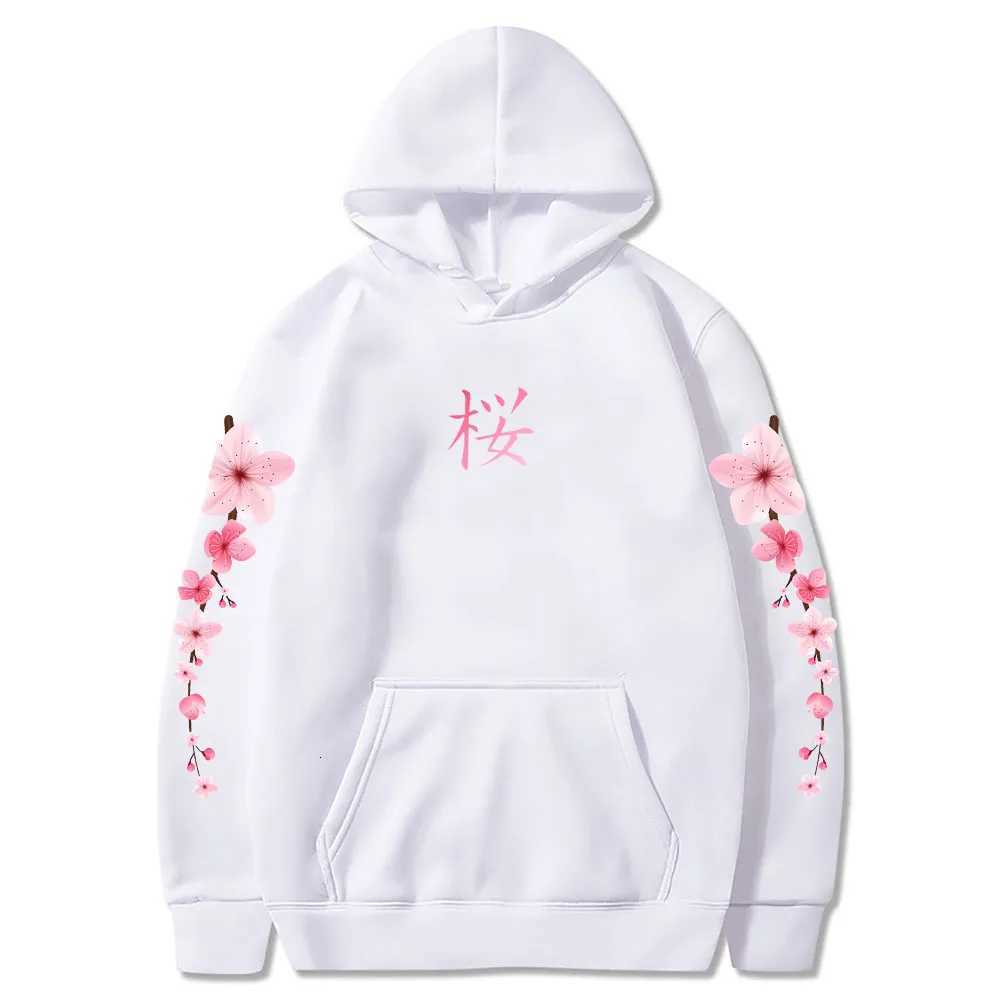 Japanese Blossom Sakura Graphic Hoodies Long Sleeve Winter Hooded Sweatshirts Casual WomenMen Comfortable Pullovers with Pocket W251020
