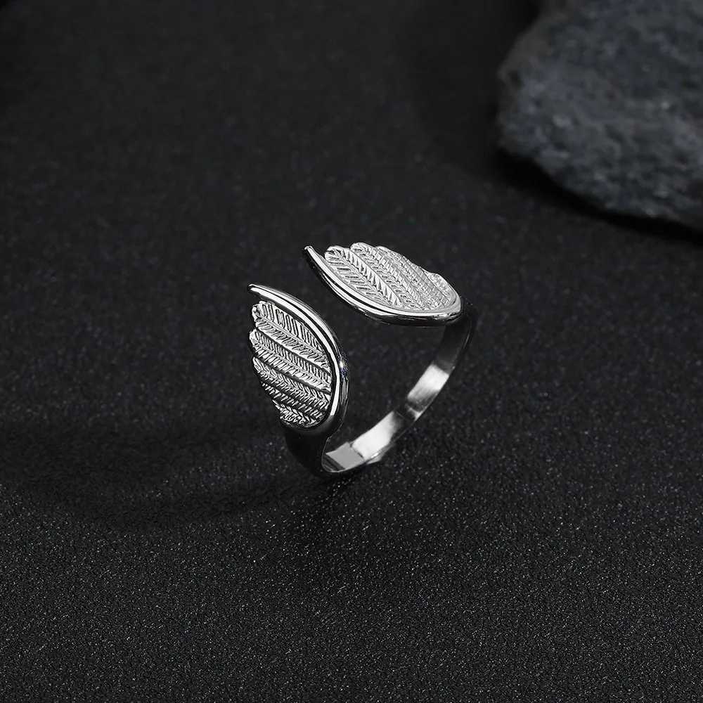 Stainless Steel Wing Ring for Men BoysAdjustable Open Metal RingPunk Hip Hop Jewelry Gift J251020