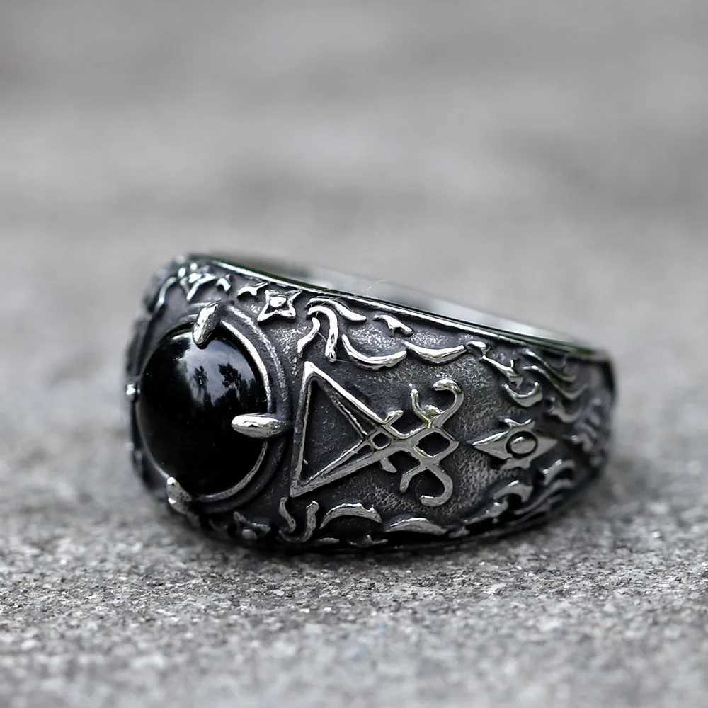 2022 NEW Mens 316L stainlesssteel rings Vintage Lucifer Satan Punk Rock Personality Religion Jewelry Gift free shipping J251020