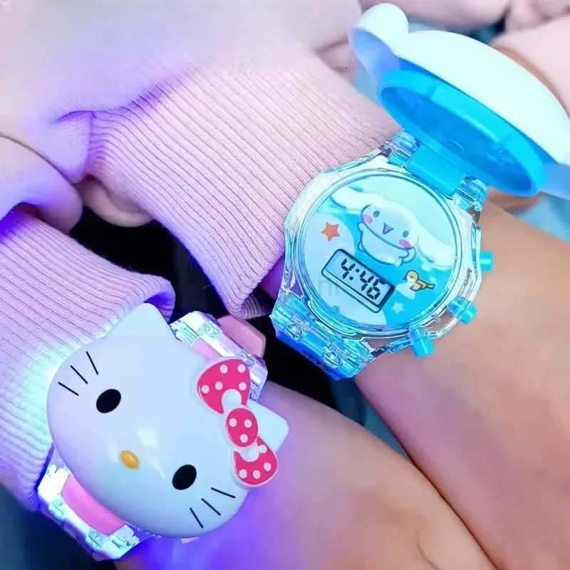 Sanrio Anime Hello Kitty Watch Kuromi Cinnamoroll with Music Silicone Strap Kawaii Wrist Watch My Melody Watch Birthday Gifts L251020
