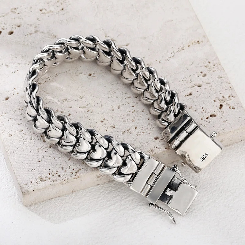 Factory price powerful Cuba S925 sterling silver bracelet mens fashion punk personality European and American hip hop Men Gift251018