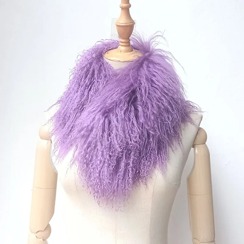Women Winter Short Real Mongolia Lamb Fur Scarf Fashion Warm Thick Genuine Tibet Fur Neck Warmer Female Blue Scarves 251011