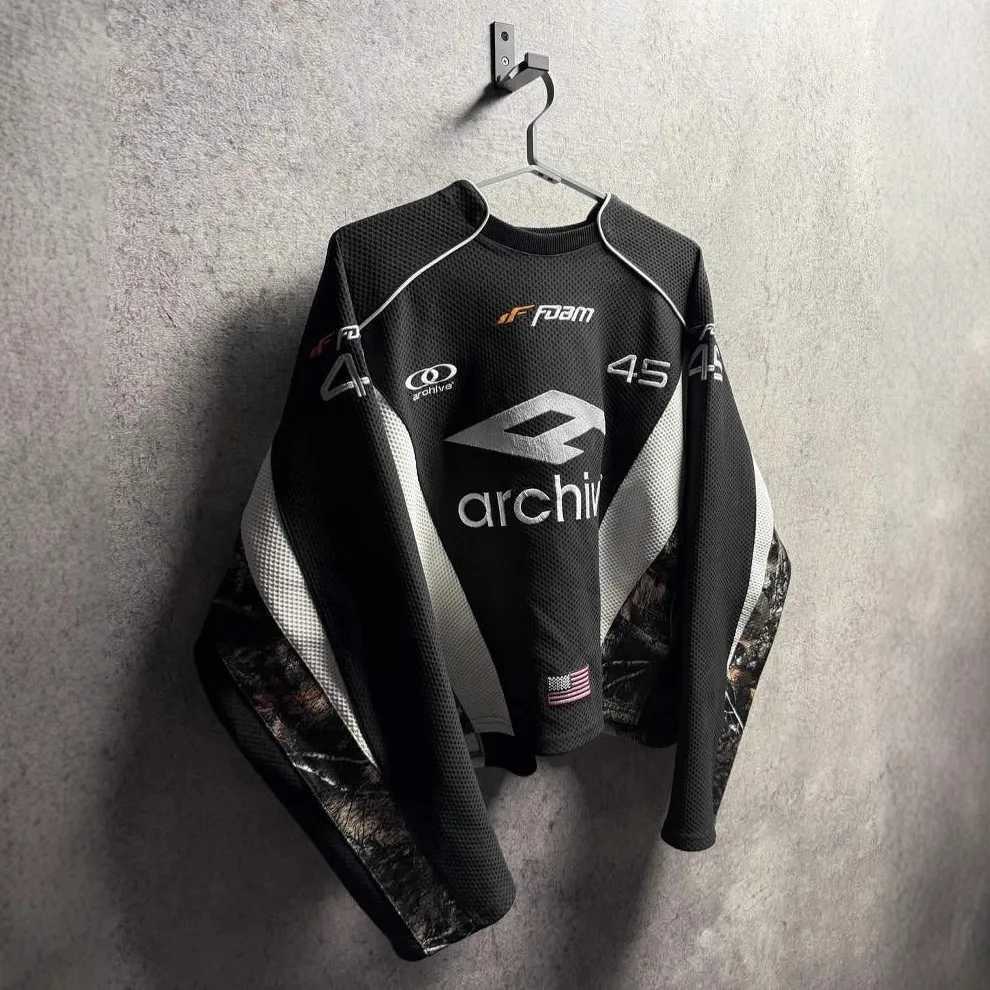 American Retro Functional Style Street Racing Suit Hip Hop for Men and Woman Sweatshirt Casual Loose High Street Motorcycle Top W251020